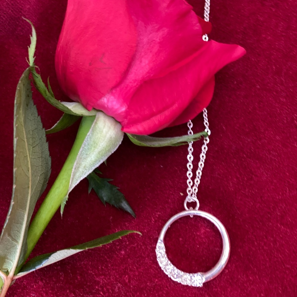 1” Silvertone Circle with 6 crystals.